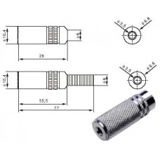 Lizdas kabeliui 3.5mm stereo metalinis 