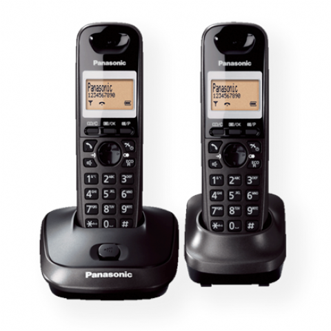 Telefonas bevielis su dviem rageliais Panasonic KX-TG2512FXT juodas (black)
