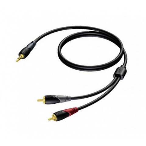 Laidas 3.5mm stereo - 2xRCA (K-K) 5m gold Procab