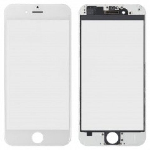 LCD stikliukas Apple iPhone 6S Plus su rėmeliu ir OCA white (O) 
