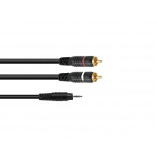 Laidas 3.5mm stereo - 2RCA (K-K) 1m gold  Omnitronic 