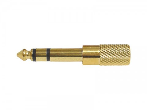 Perėjimas 6.3mm stereo → 3.5mm stereo metalinis auksinis (K-L)