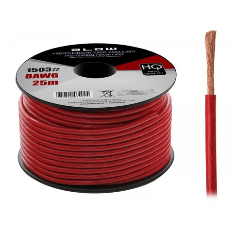 Kabelis maitinimo 8AWG (8mm) aliuminis raudonas (red)