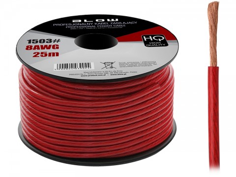 Kabelis maitinimo 8AWG (8mm) aliuminis raudonas (red)