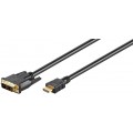 Laidas HDMI - DVI-D 18+1p (K-K) 1m gold Goobay 