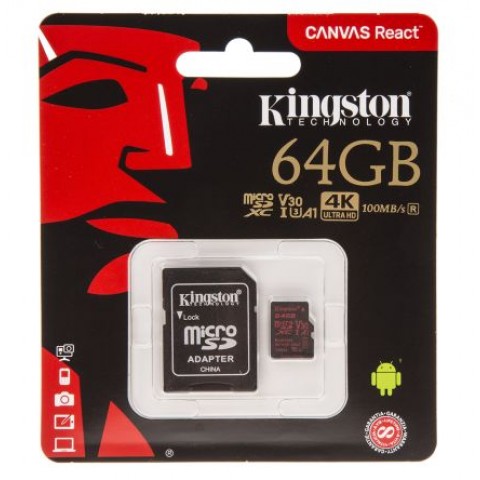 Atminties kortelė 64GB microSD 10 klasė (U3) 4K + SD adapteris