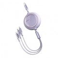 Laidas USB - micro USB, iPhone (lightning 8pin), USB C (3in1) 1.2m violetinis (purple) Baseus