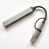 USB C / USB 3.0 šakotuvas 4 lizdai (4xUSB 3.0) pilkas (silver)