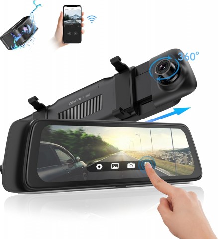 Automobilinis vaizdo registratorius 10" (liečiamas) su veidrodėliu ir galinio vaizdo kamera 2K DDPAI E3