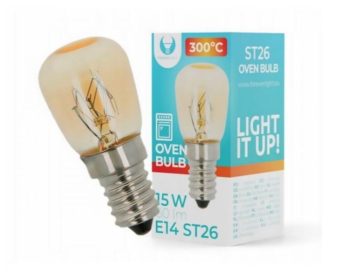 Halogeninė lemputė orkaitei E14 220V 15W 300°C 2700K 60lm šiltai balta Forever Light