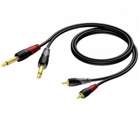 Laidas 2x6.35mm mono - 2xRCA (K-K) 5m Procab
