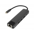 Adapteris USB C → HDMI 4K + 2xUSB3.0 + USB C + RJ45 (K-L) (5-in-1)