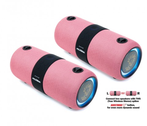 Nešiojamas bluetooth garsiakalbis PexMan PM-10P rožinis (pink)