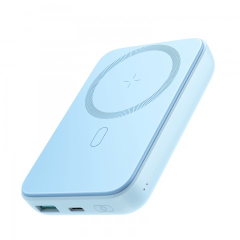 Nešiojamas įkroviklis - akumuliatorius 10000mAh su bevieliu įkrovikliu 20W magnetinis mėlynas (blue) Joyroom JR-W020