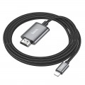 Laidas HDMI - iPhone 8pin (lightning) (K-K) 2m pilkas (grey) Hoco UA27 