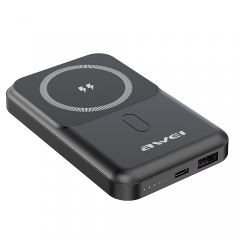 Nešiojamas įkroviklis - akumuliatorius 10000mAh USB + USB C 22.5W juodas (black) Awei P139K