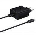 Tinklo įkroviklis 220V Samsung EP-TA845XBE USB C 45W su laidu USB C 1m juodas (black) originalas