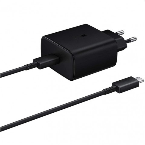 Tinklo įkroviklis 220V Samsung EP-TA845XBE USB C 45W su laidu USB C 1m juodas (black) originalas