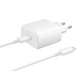 Tinklo įkroviklis 220V Samsung EP-TA845XBE USB C 45W su laidu USB C 1m baltas (white) originalas