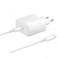 Tinklo įkroviklis 220V Samsung EP-TA845XBE USB C 45W su laidu USB C 1m baltas (white) originalas