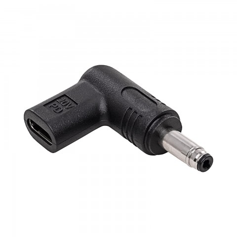 Perėjimas maitinimo šaltiniui nešiojamam kompiuteriui USB C → 4.8x1.7mm HP kampu