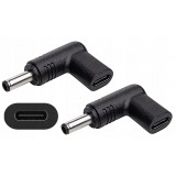 Perėjimas maitinimo šaltiniui nešiojamam kompiuteriui USB C → 4.5x3.0mm Dell kampu