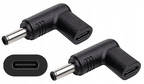 Perėjimas maitinimo šaltiniui nešiojamam kompiuteriui USB C → 4.5x3.0mm Dell kampu