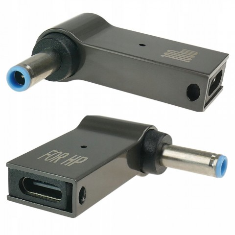 Perėjimas maitinimo šaltiniui nešiojamam kompiuteriui USB C → 4.5x3.0mm HP kampu