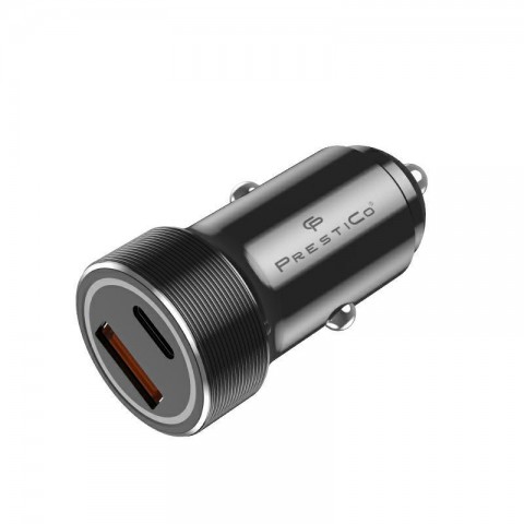 Automobilinis įkroviklis 12-24V USB + USB C 20W greito krovimo (QC3.0) Prestico K2A