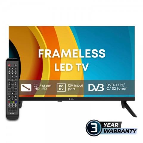 LED televizorius 24" maitinimas 12V / 220V eStar LEDTV24R2T2 