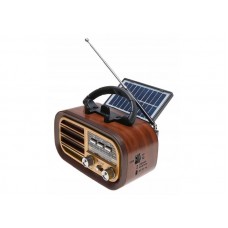 Radijo imtuvas su akumuliatoriumi - saulės baterija microSD, USB, Aux Golon RX-BT638 rudas (brown)