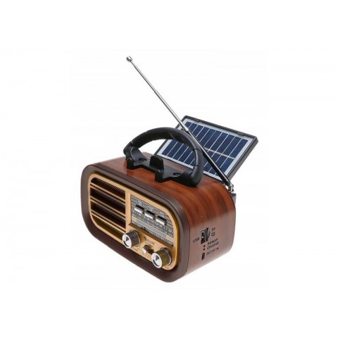 Radijo imtuvas su akumuliatoriumi - saulės baterija microSD, USB, Aux Golon RX-BT638 rudas (brown)
