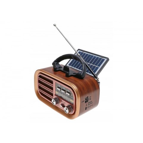 Radijo imtuvas su akumuliatoriumi - saulės baterija microSD, USB, Aux Golon RX-BT638 auksinis (gold) 