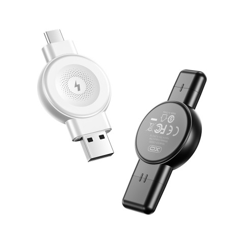 Belaidis įkroviklis išmaniajam laikrodžiui (Apple, Samsung) XO CX026 USB + USB C 2.5W baltas (white) universalus