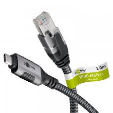 Laidas internetui UTP CAT6 - USB C (3.1) 1m pintas juodas Goobay