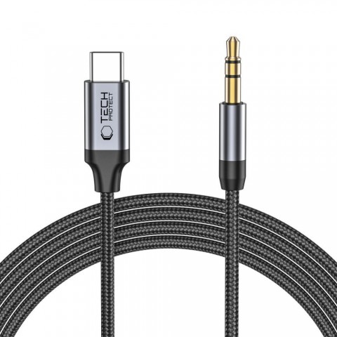 Laidas USB C - 3.5mm 1m pintas juodas (black) Tech-Protect