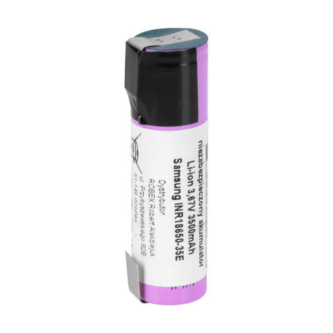 Akumuliatorius 18650 3.7V 3500mAh Li-ion lituojamas su kontaktais Samsung