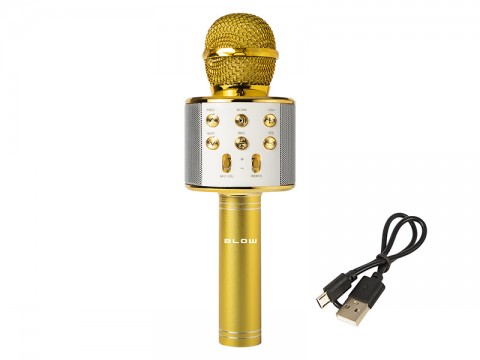 Bevielis mikrofonas su kolonėle auksinis (gold) Blow PRM402