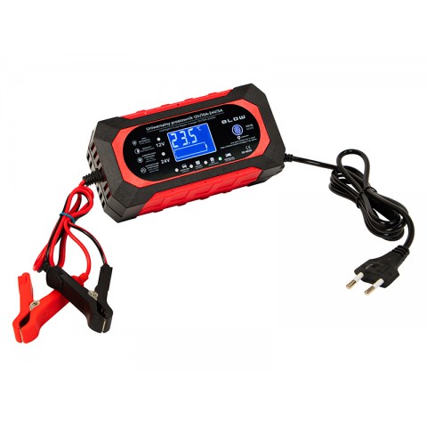 Mikroprocesorinis įkroviklis 220V švino / gelio akumuliatoriams automatinis 12V-24V (10A -5A) Blow