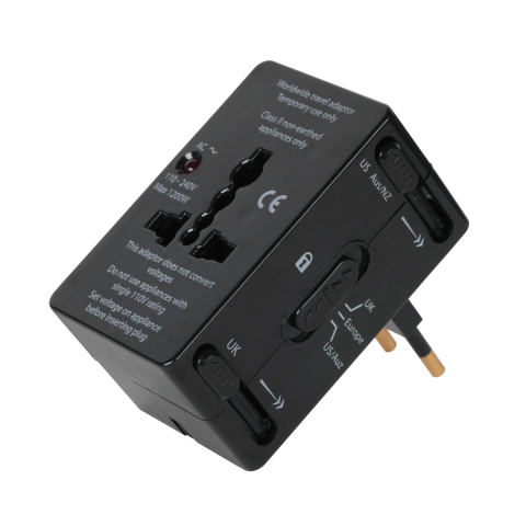 Tinklo perėjimas 220V EU → UK / US / China universalus juodas (black)