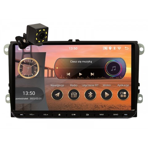 Automagnetola 2DIN 9" Blow CP02 CD / DVD, MP3 / WMA, USB, RDS, Bluetooth su galinio vaizdo kamera VW / Skoda / Seat