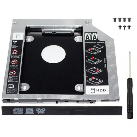 Adapteris 2.5" HDD/SSD vietoj nešiojamo kompiuterio DVD lusto 12.7" 