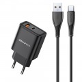 Tinklo įkroviklis 220V USB C + USB 22.5W su USB C 1m juodas (black) Awei PD81T-EU