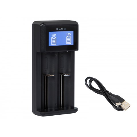 Mikroprocesorinis įkroviklis akumuliatoriams automatinis 5V 2A per USB C 18650 AA / AAA su LED ekranu Blow XN-109