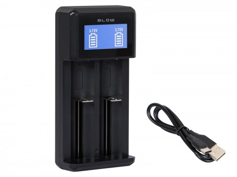 Mikroprocesorinis įkroviklis akumuliatoriams automatinis 5V 2A per USB C 18650 AA / AAA su LED ekranu Blow XN-109