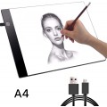 LED piešimo lenta A4 (34x24cm) su USB maitinimu ir 3 reguliuojami LED apšvietimo lygiai