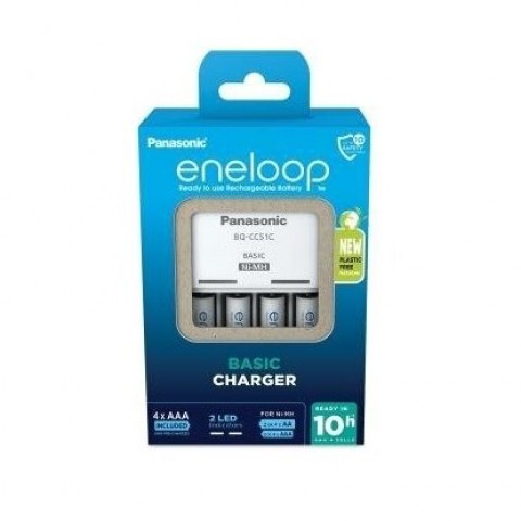 Akumuliatorių įkroviklis 220V AA/AAA + 4 AAA akumuliatoriai 800mAh Eneloop Panasonic K-KJ51MCD04E