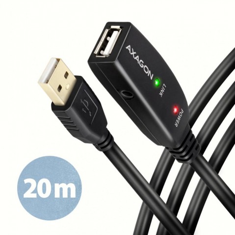 Laidas - ilgiklis USB 2.0 - USB 2.0 (K-L) 20m Axagon (su stiprintuvu)