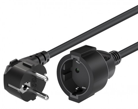 Tinklo ilgiklis 220V 1 lizdas su įžeminimu 3m (3x1.5 mm²) juodas (black) Goobay