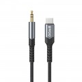 Laidas USB C - 3.5mm 1.2m pintas juodas BWOO BO-AUX066